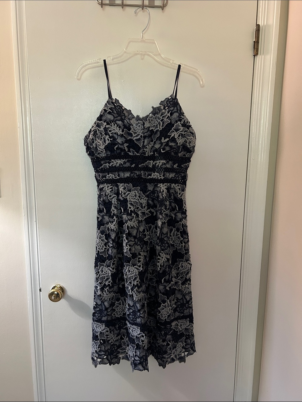 Anthropologie Eri + Ali Navy Lace Dress - Small Petite